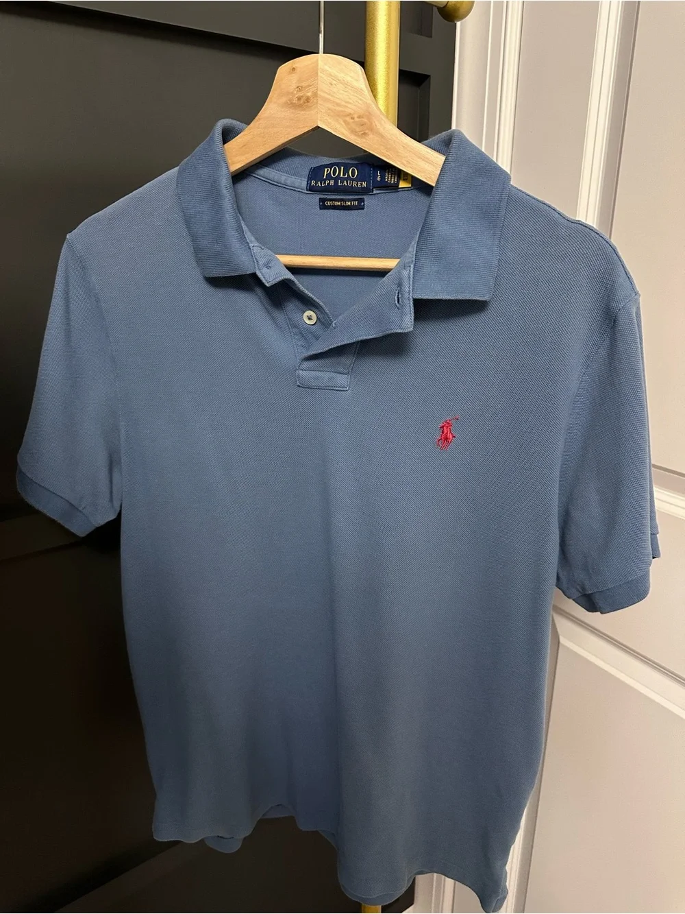 Polo by Ralph Lauren Men's Classic Blue Short-Sleeve Polo SizeL